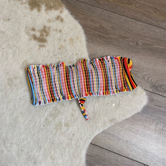 SHEIN Other - Shein rainbow striped smocked bikini top